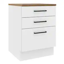 Madesa - Hazel Kitchen Storage Base Cabinet with 3 Drawers 23"L - White