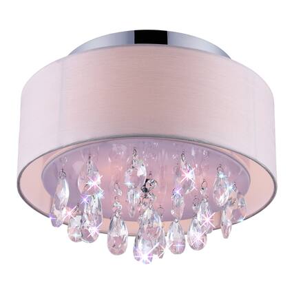 Front. CWI Lighting - Dash 3 Light Drum Shade Flush Mount With Chrome Finish - Chrome.