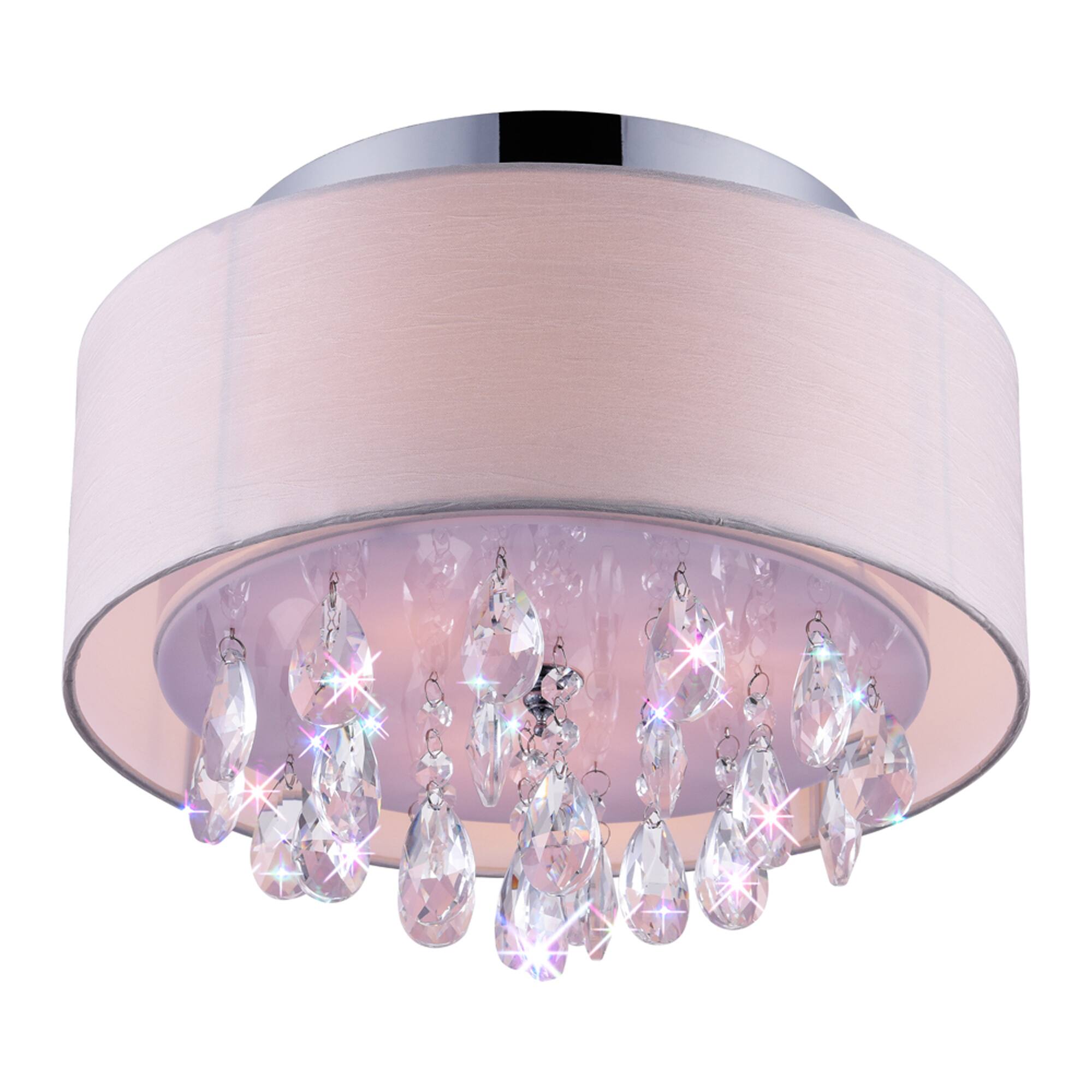 Front. CWI Lighting - Dash 3 Light Drum Shade Flush Mount With Chrome Finish - Chrome.