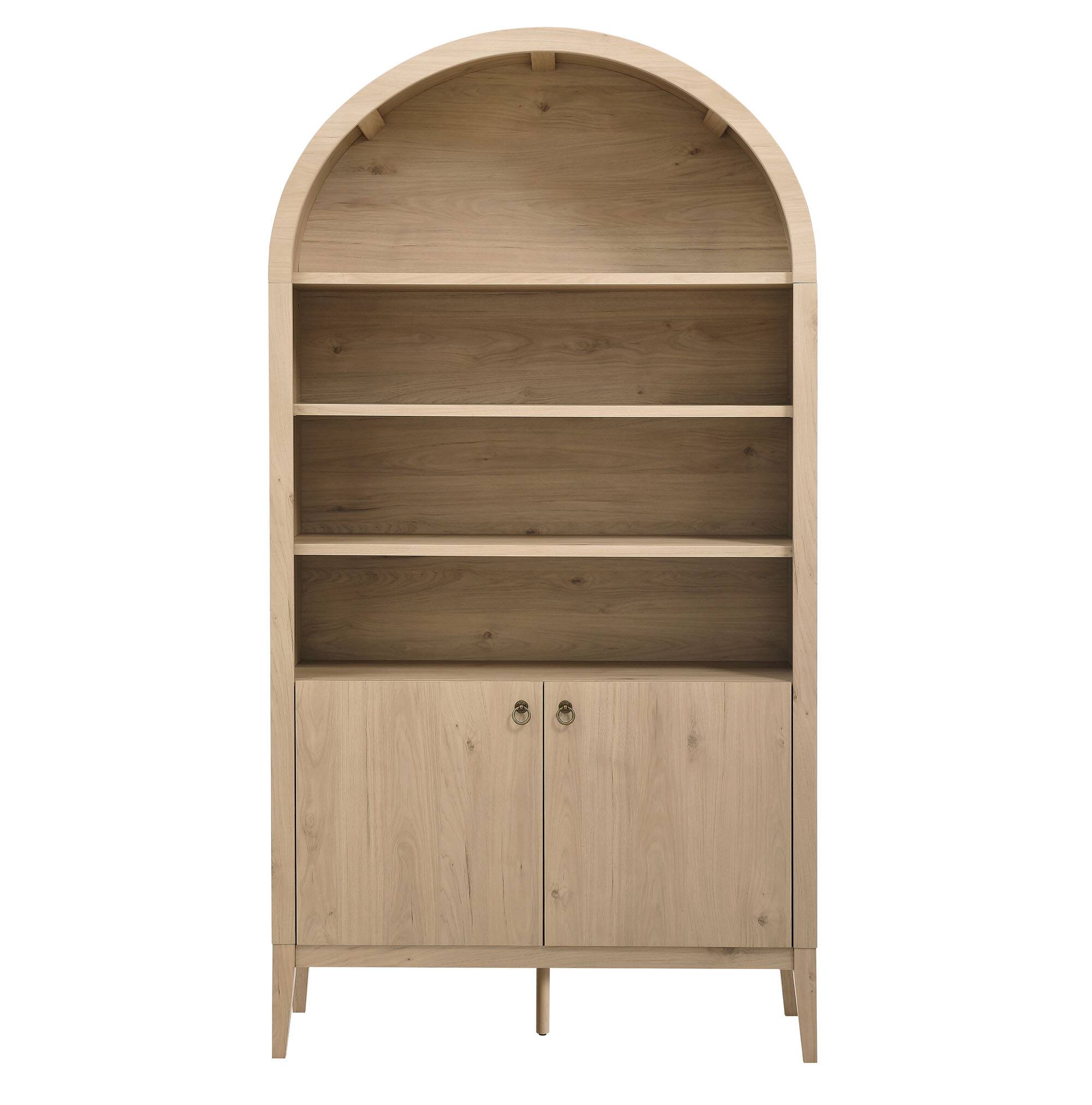 Alt View 4. Modway - Nolan 74" Tall Wide Arched Storage Display Cabinet Bookshelf by Modway - Light Oak.