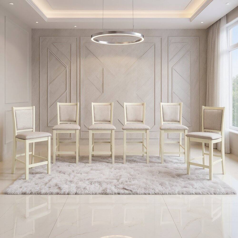Alt View 1. New Classic Furniture - Amy Wood Counter Chair in Bisque (Set of 6) - Bisque.