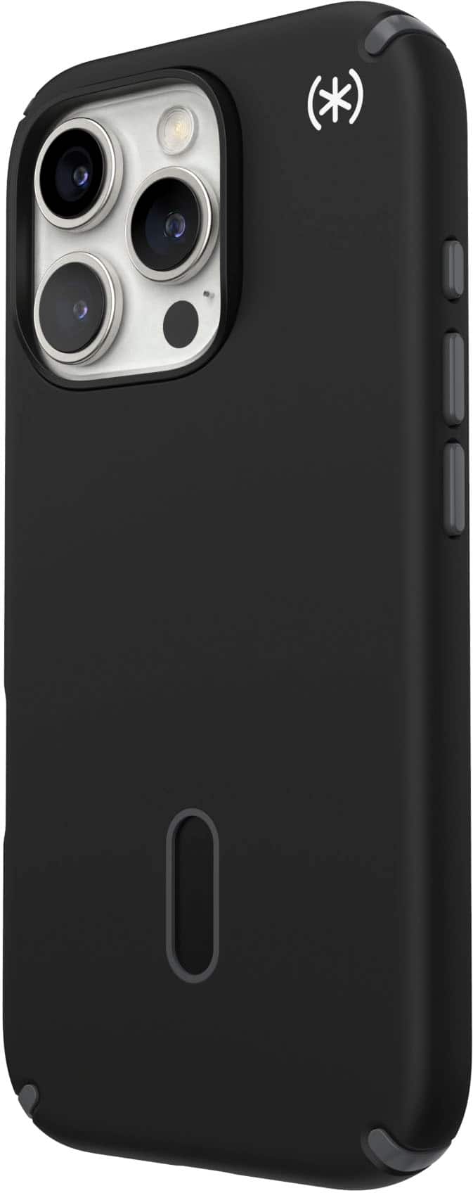 Left. Speck - Presidio2 Pro ClickLock Case with MagSafe for Apple iPhone 16 Pro - Black.
