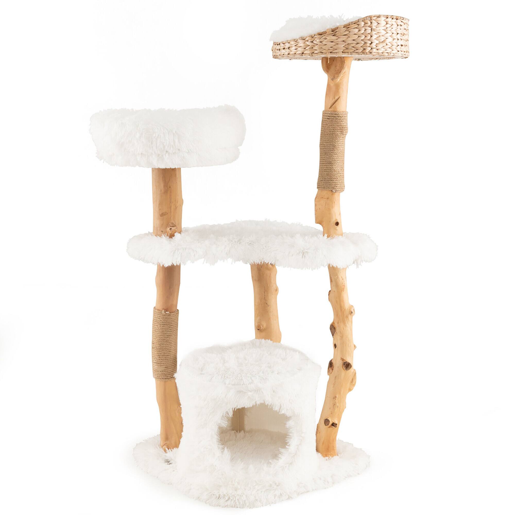 Alt View 9. Gymax - Gymax 49'' Tall Wooden Cat Tree Solid Wood Cat Tower with Jute Scratching Posts.