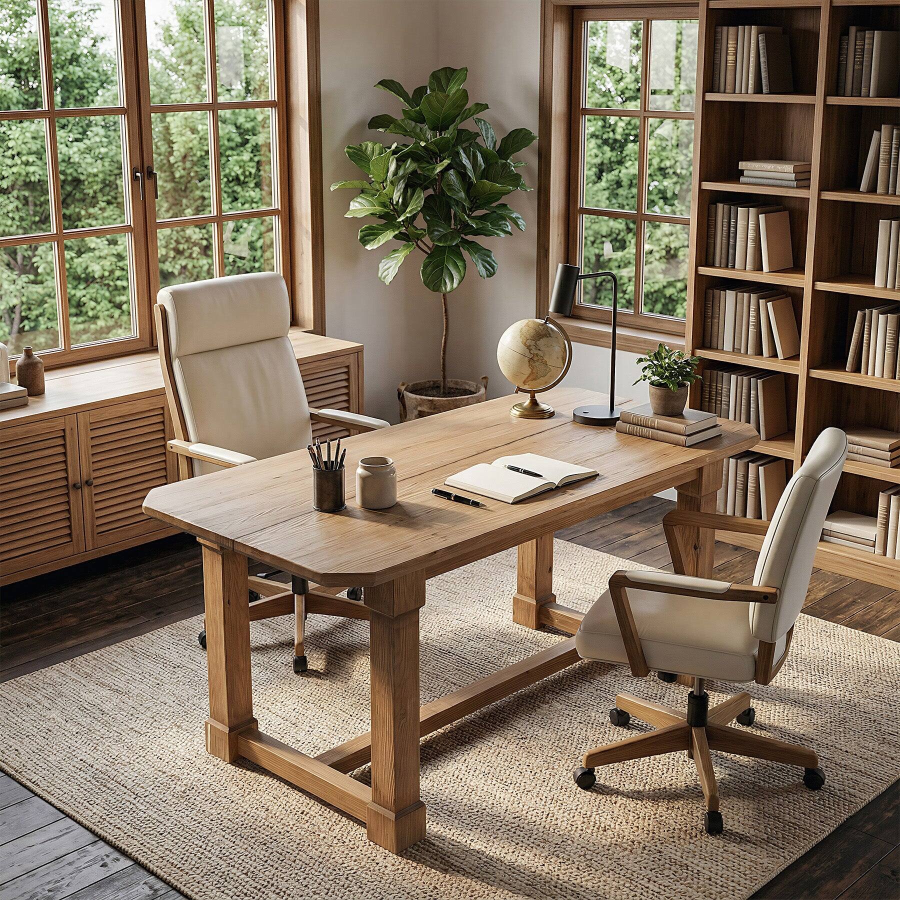 Alt View 1. Tribesigns - Office Executive Desk with Solid Wood Construction, for Computer Work and Writing in Home Offices - Brown.