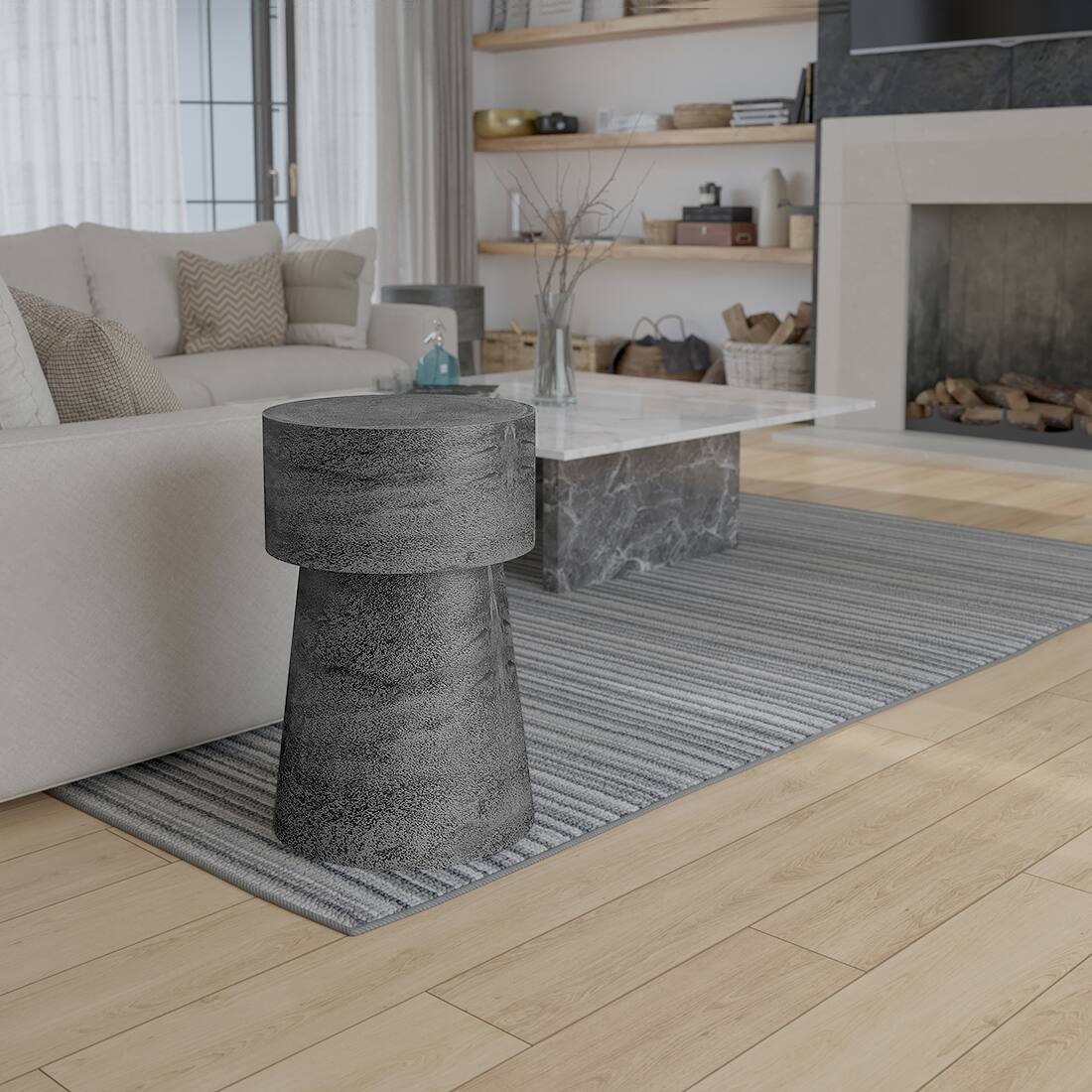 Alt View 10. Manhattan Lane - Vintage Accent Side Table, 15.5 Inch Round, Antique Silver Cast Aluminum Drum Base - Antique Silver.