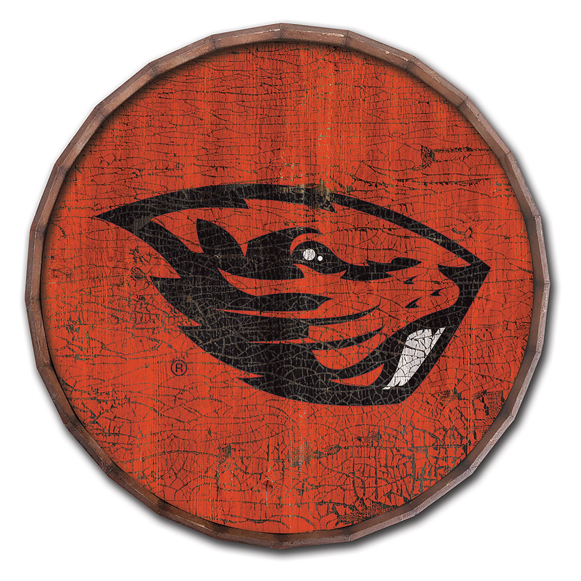 Oregon State Beavers 24" Cracked Color Barrel Top Sign