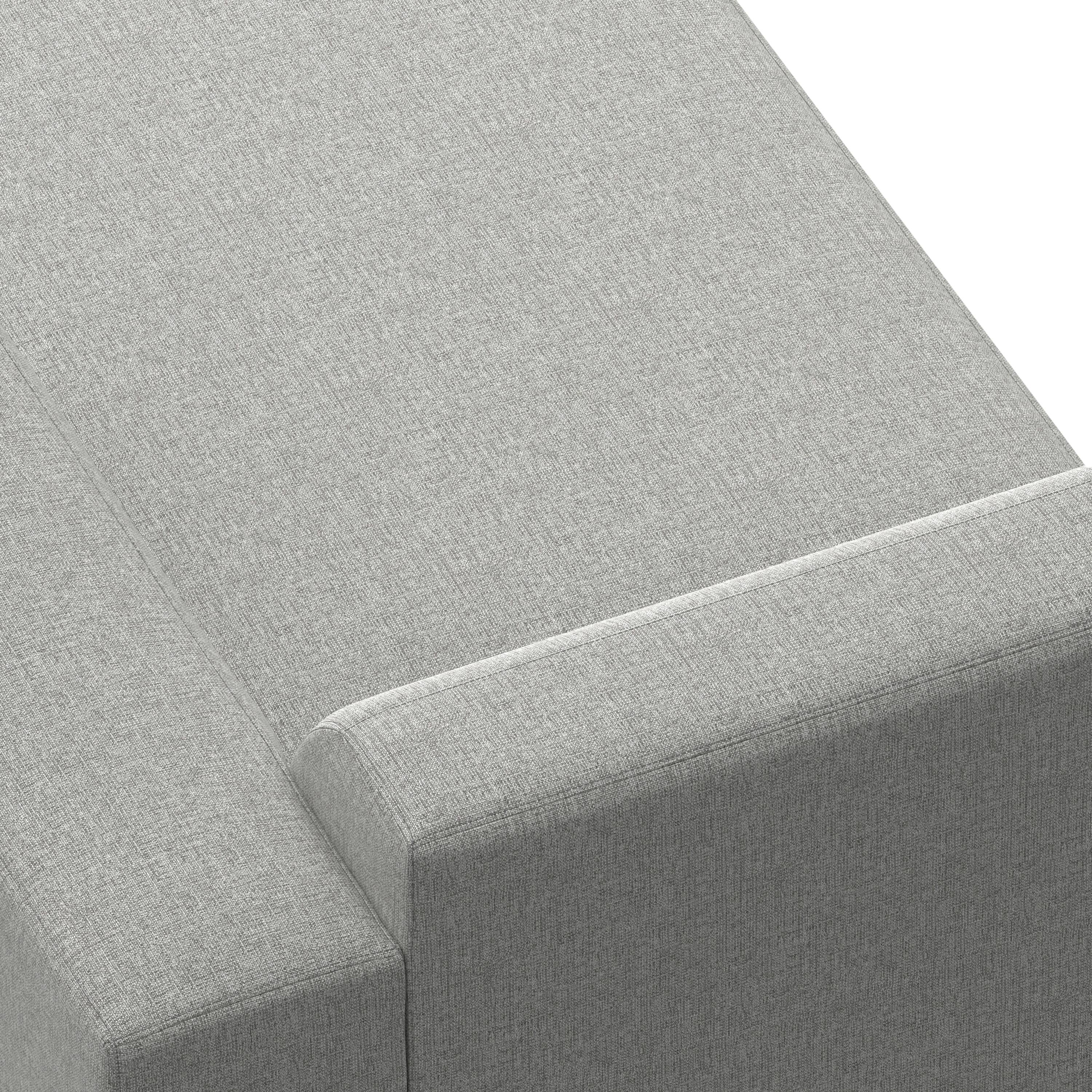 Alt View 3. Simpli Home - Rex Right Chaise Sofa Module in Tightly Woven Performance Fabric - Pale Grey.