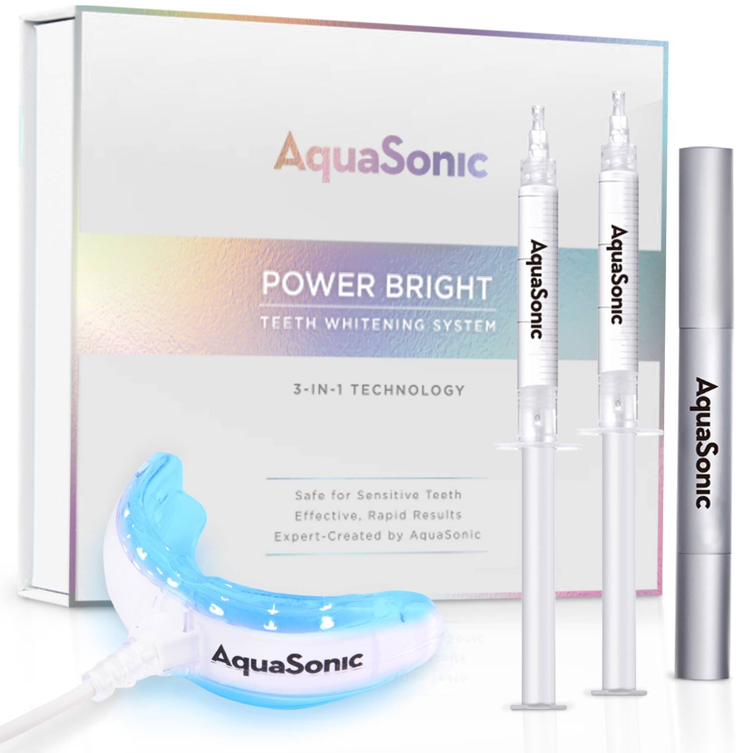 AquaSonic - Power Bright 3-in-1 Teeth Whitening System - White