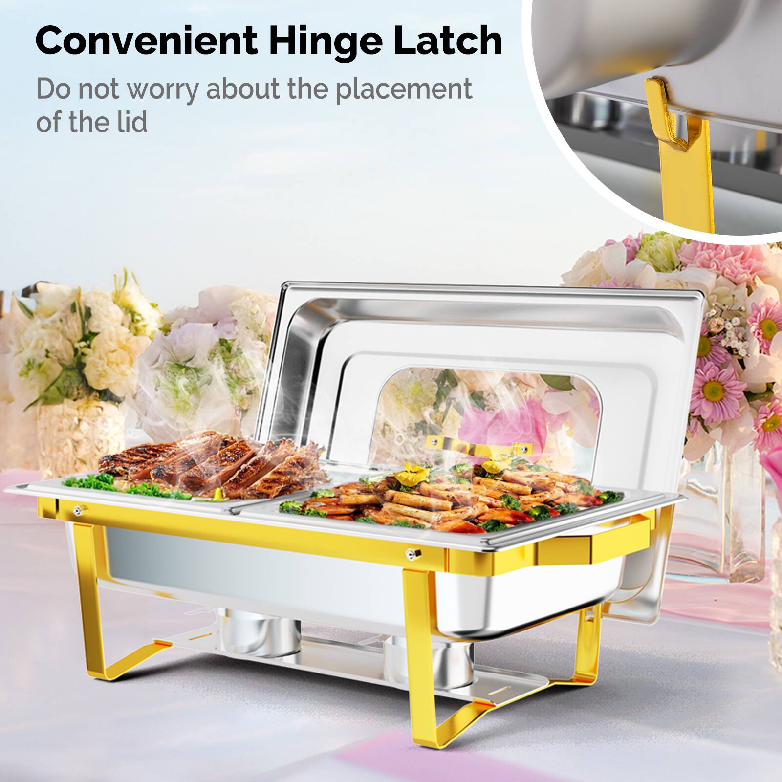 Convenient Hinge Latch  
Do not worry about the placement of the lid