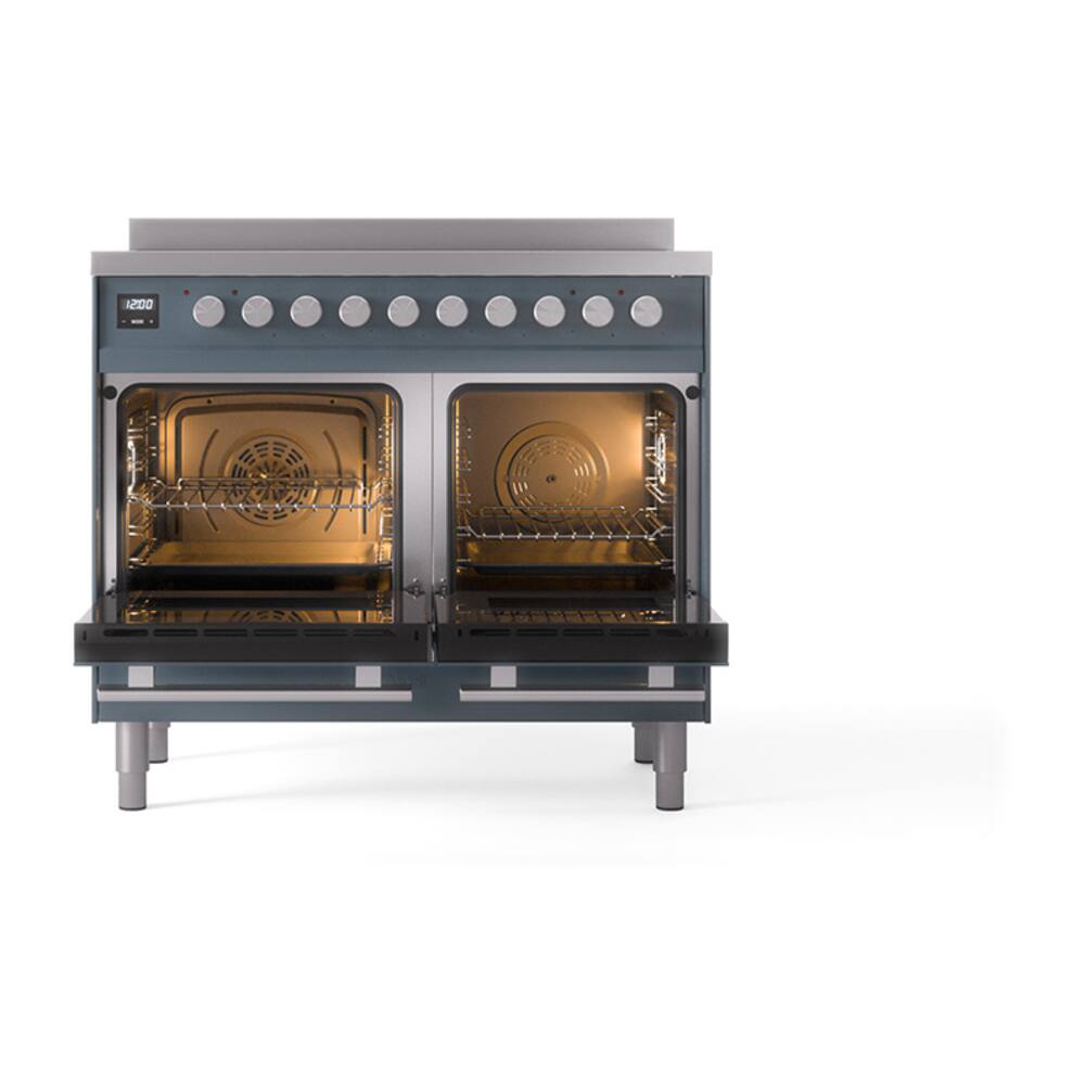 Alt View 4. ILVE - ILVE Professional Plus II Series 40 in. Induction Range with 6 Induction Elements (Satin Trim) - Blue Grey.
