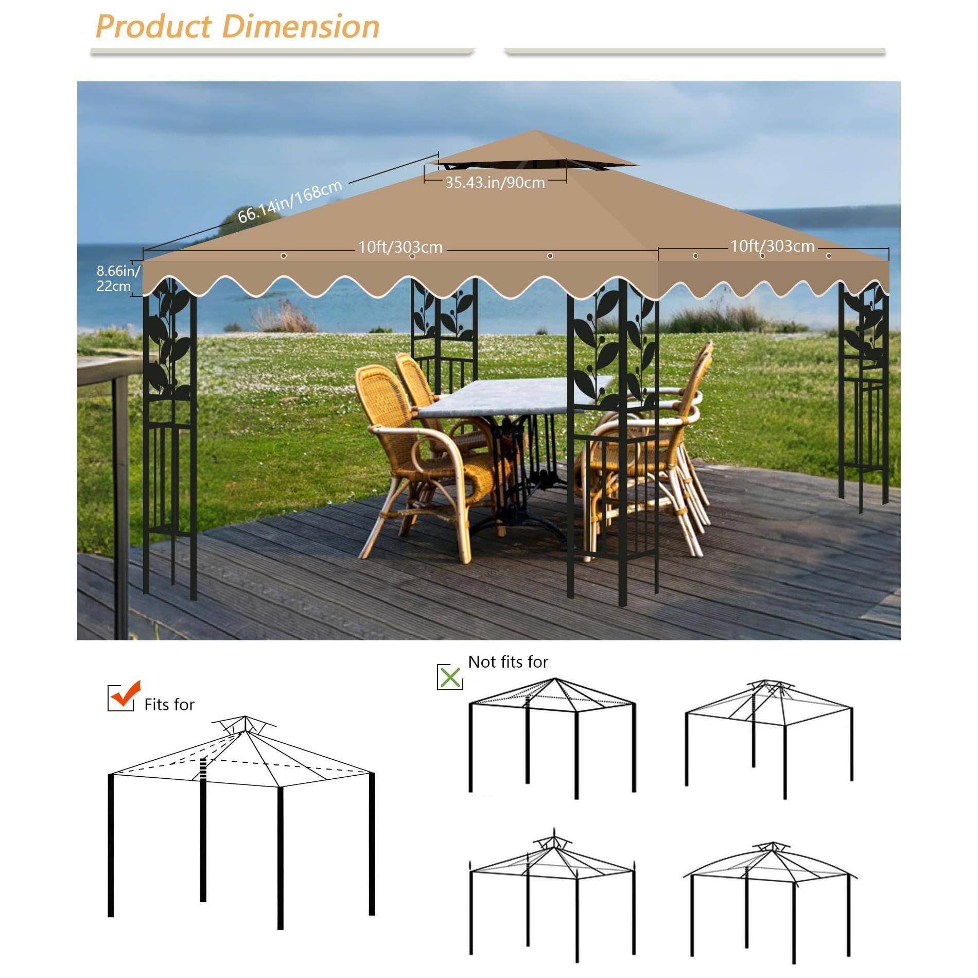 Product Dimension

- 8.66in/22cm
- 35.43in/90cm
- 66.14in/168cm
- 10ft/303cm

Fits for

Not fits for