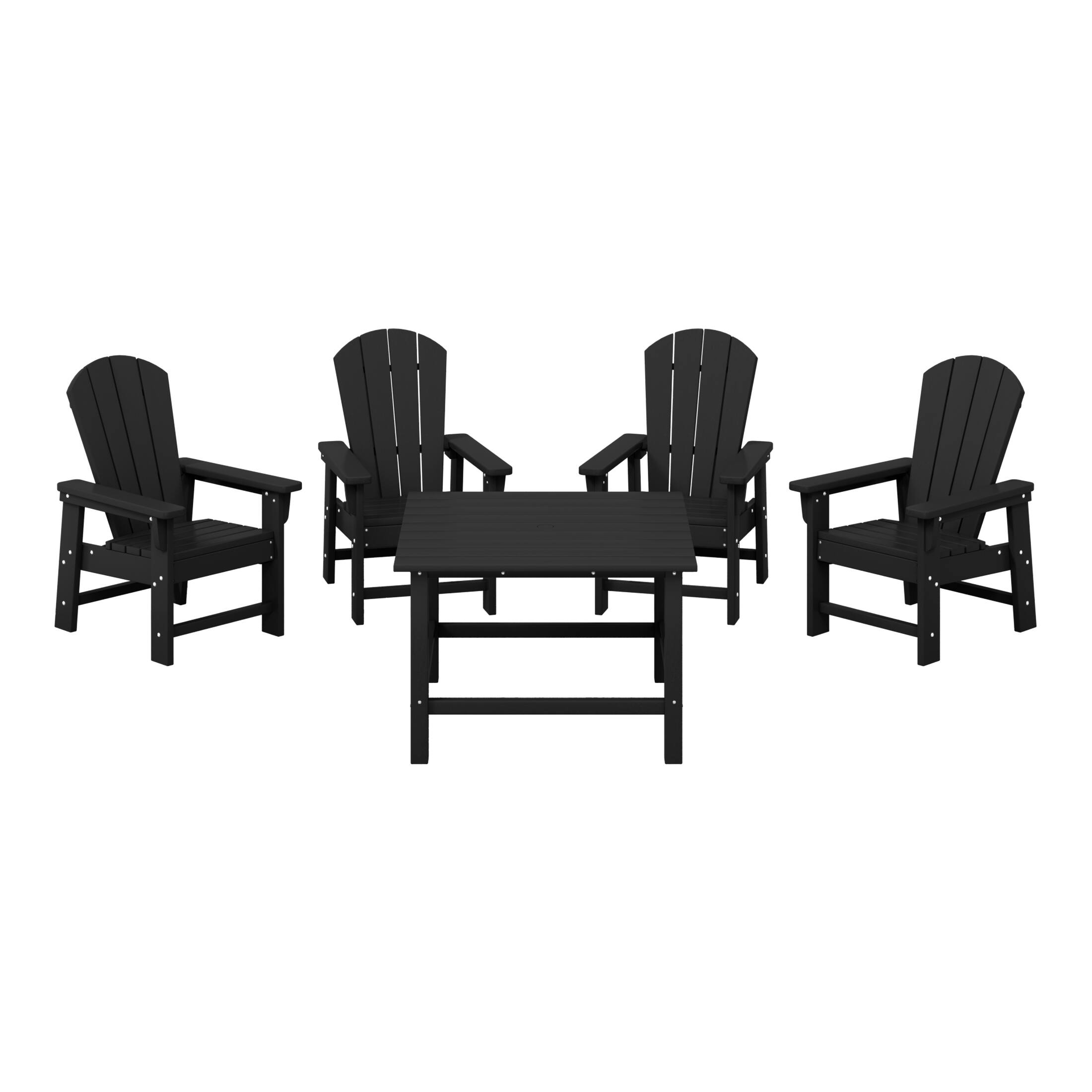 Front. WestinTrends - WestinTrends Malibu Kids 5-Piece HDPE Outdoor Square Patio Dining Table and Chairs Set - Black.