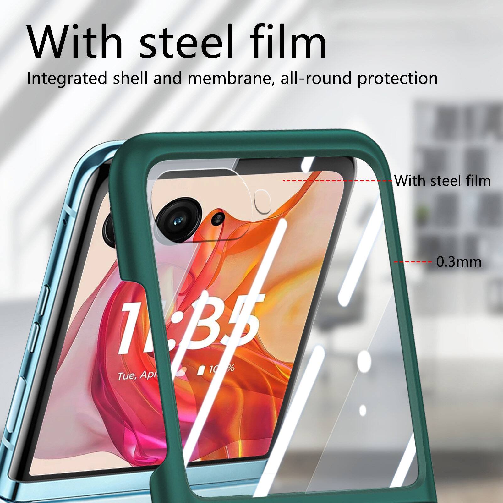 With steel film  
Integrated shell and membrane, all-round protection  

With steel film  
0.3mm  

1:33  
Tue, Apr 10%