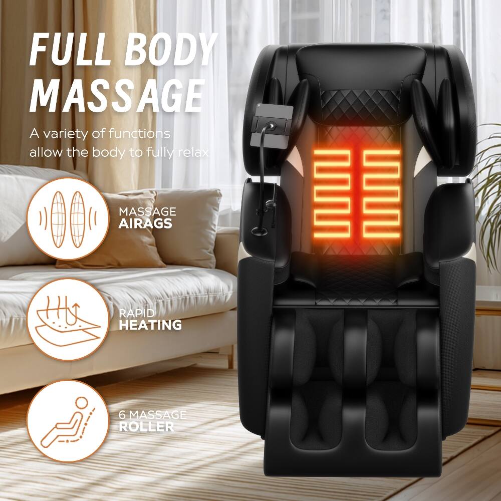 FULL BODY MASSAGE  
A variety of functions allow the body to fully relax

MASSAGE AIRAGS  
RAPID HEATING  
6 MASSAGE ROLLER