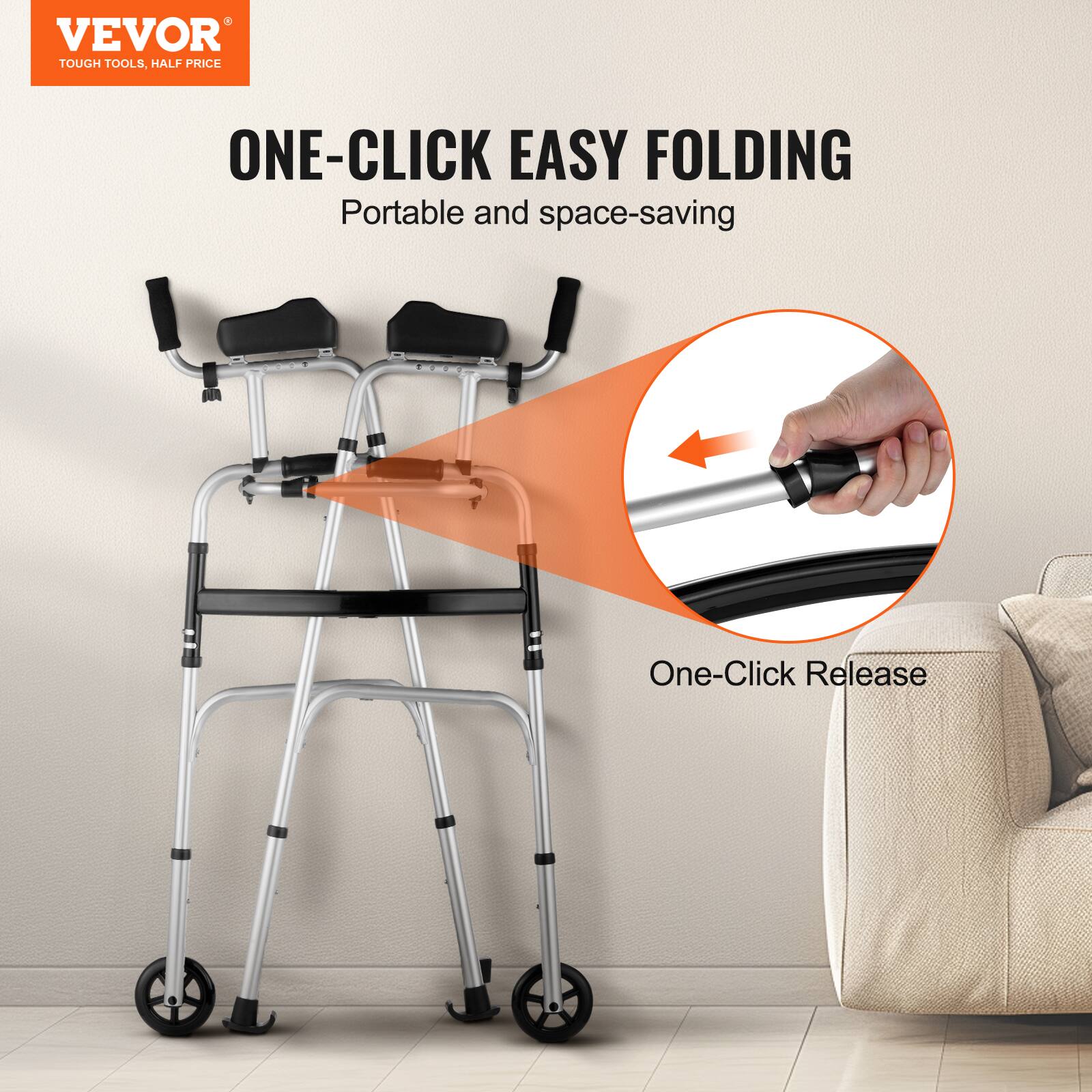 VEVOR TOUGH TOOLS, HALF PRICE, ONE-CLICK EASY FOLDING, Portable and space-saving, One-Click Release