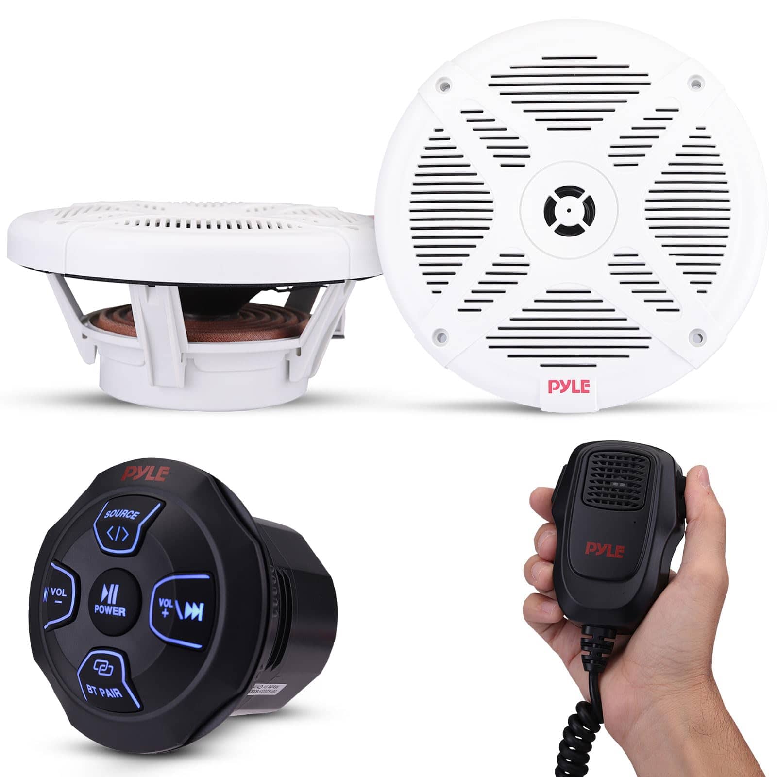 Pyle - Marine Bluetooth Receiver Speaker Kit - Black