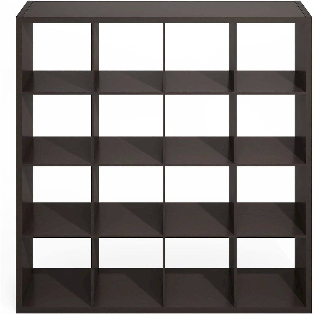 Alt View 2. FurniFact - Dark Oak Engineered Wood 16 Cube Storage Organizer with Open Back Shelving - Dark Oak.
