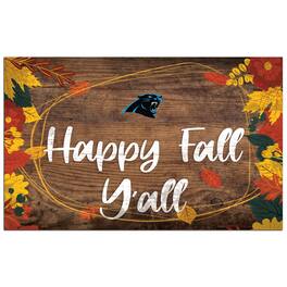 Fan Creations - Carolina Panthers 11'' x 19'' Happy Fall Y'all Sign - Brown