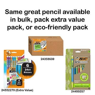 Same great pencil available in bulk, pack extra value pack, or eco-friendly pack

- BIC Seeeth 320 12 6 BI 24ct Penti Blisters Smooth *2 6 24c1 24358639
- BIC ECOLUTIONS 81 24552270 (Extra Value) 12 24499257