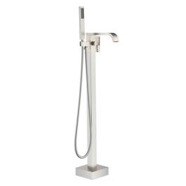 Boyel Living - Freestanding Floor Mount Single Handle Bath Tub Filler Faucet with Handheld Shower - Brushed Nickel