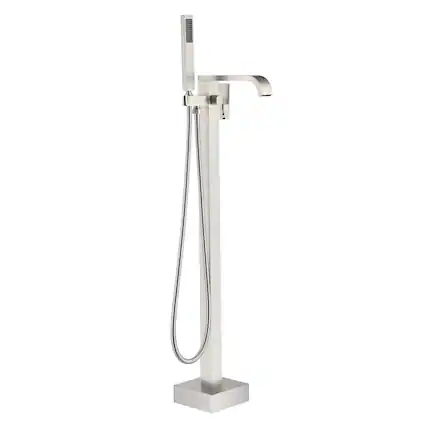 Front. Boyel Living - Freestanding Floor Mount Single Handle Bath Tub Filler Faucet with Handheld Shower in Brushed Nickel - Brushed Nickel.