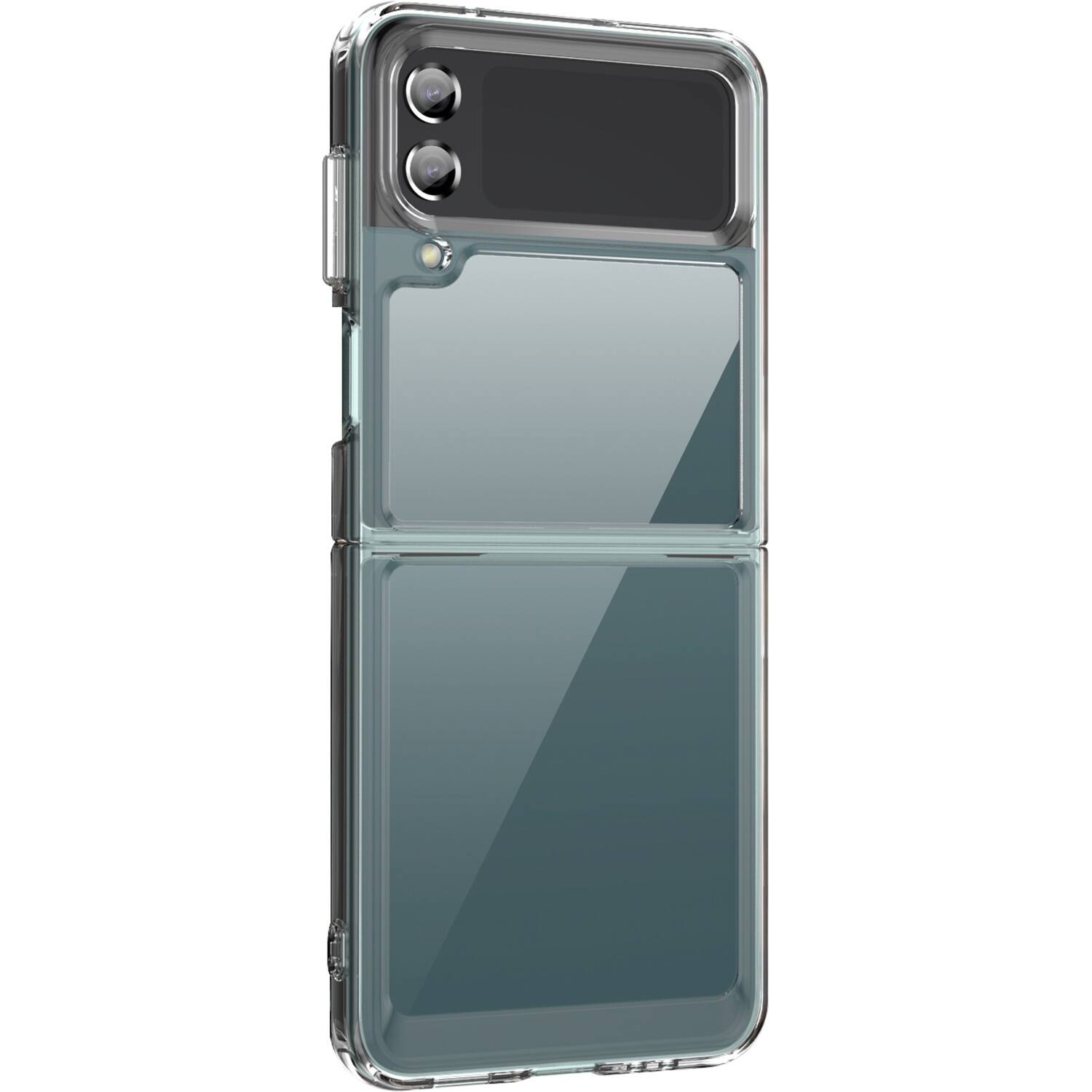 Angle. SaharaCase - Hybrid-Flex Hard Shell Case for Samsung Galaxy Z Flip4 - Clear.