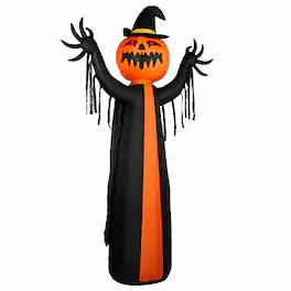 Sunoyar - 10ft Halloween Inflatable Pumpkin Ghost with Rotatable Head and LED Lights - Black