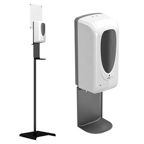 Front. iTouchless - Sensor Sanitizer Dispenser with Floor Stand and Sign Board - Almond.