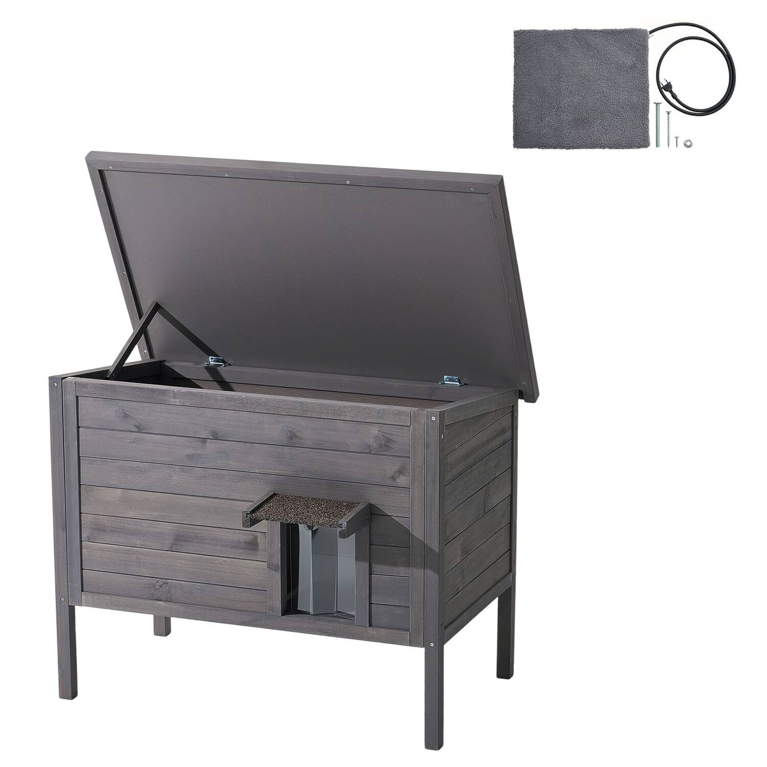Alt View 7. Boyel Living - Heated Cat House Insulated Outdoor Indoor Pet Shelter Weatherproof.