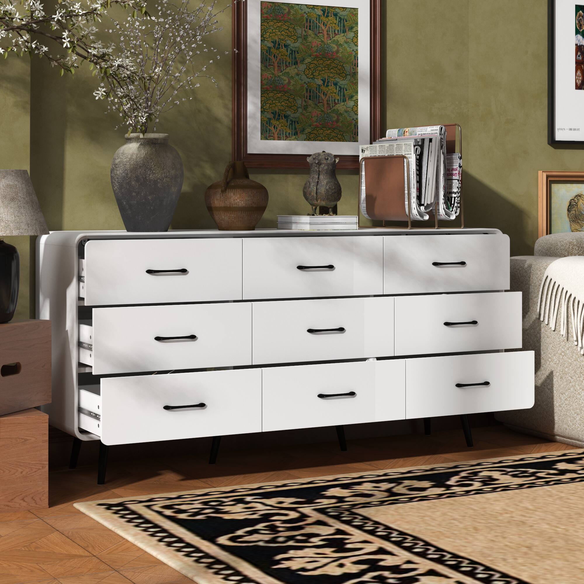 Alt View 2. FUFU & GAGA - FUFU&GAGA Horizontal Dresser with Rounded Corners & Anti - Tip Feature - White.