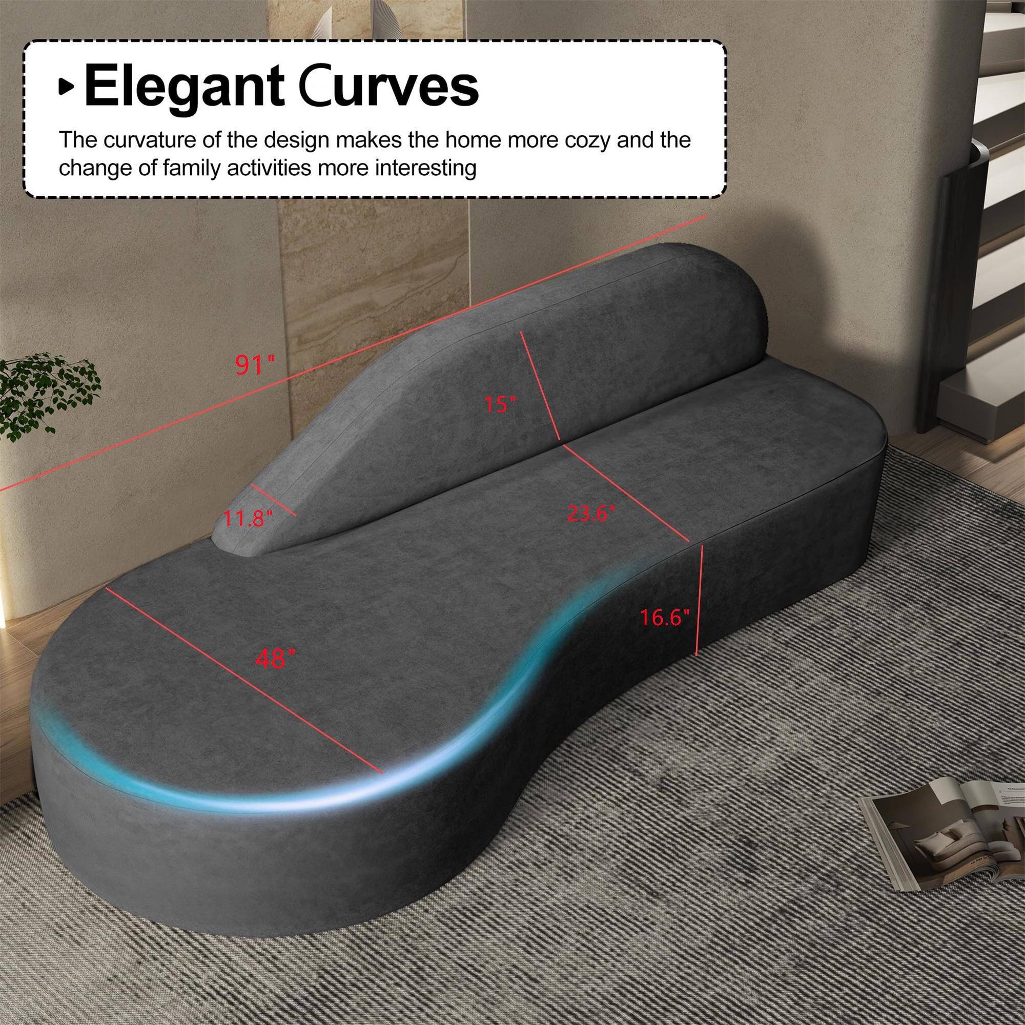 Elegant Curves  
The curvature of the design makes the home more cozy and the change of family activities more interesting  

91"  
15"  
11.8"  
23.6"  
16.6"  
48"