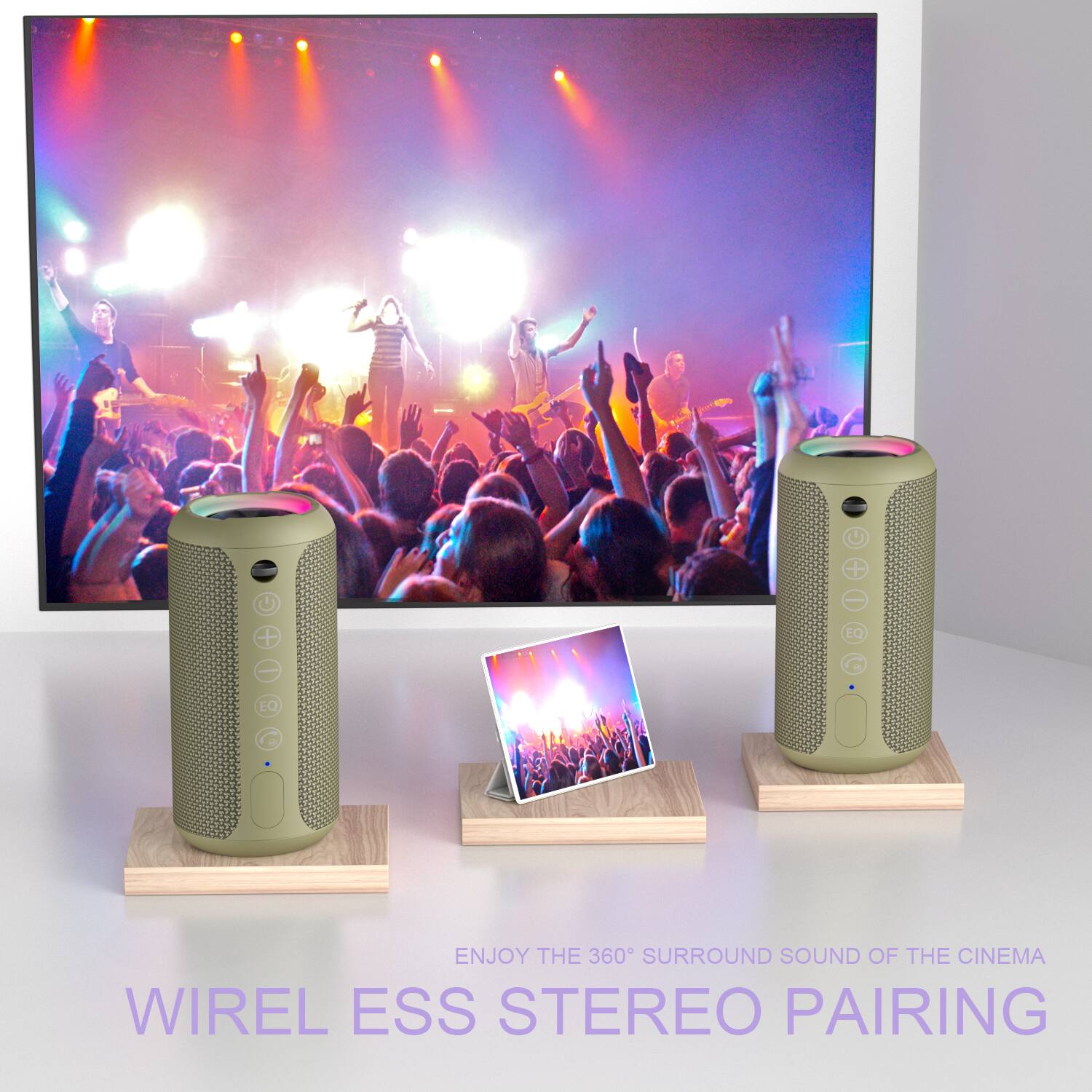 ENJOY THE 360° SURROUND SOUND OF THE CINEMA  
WIRELESS STEREO PAIRING