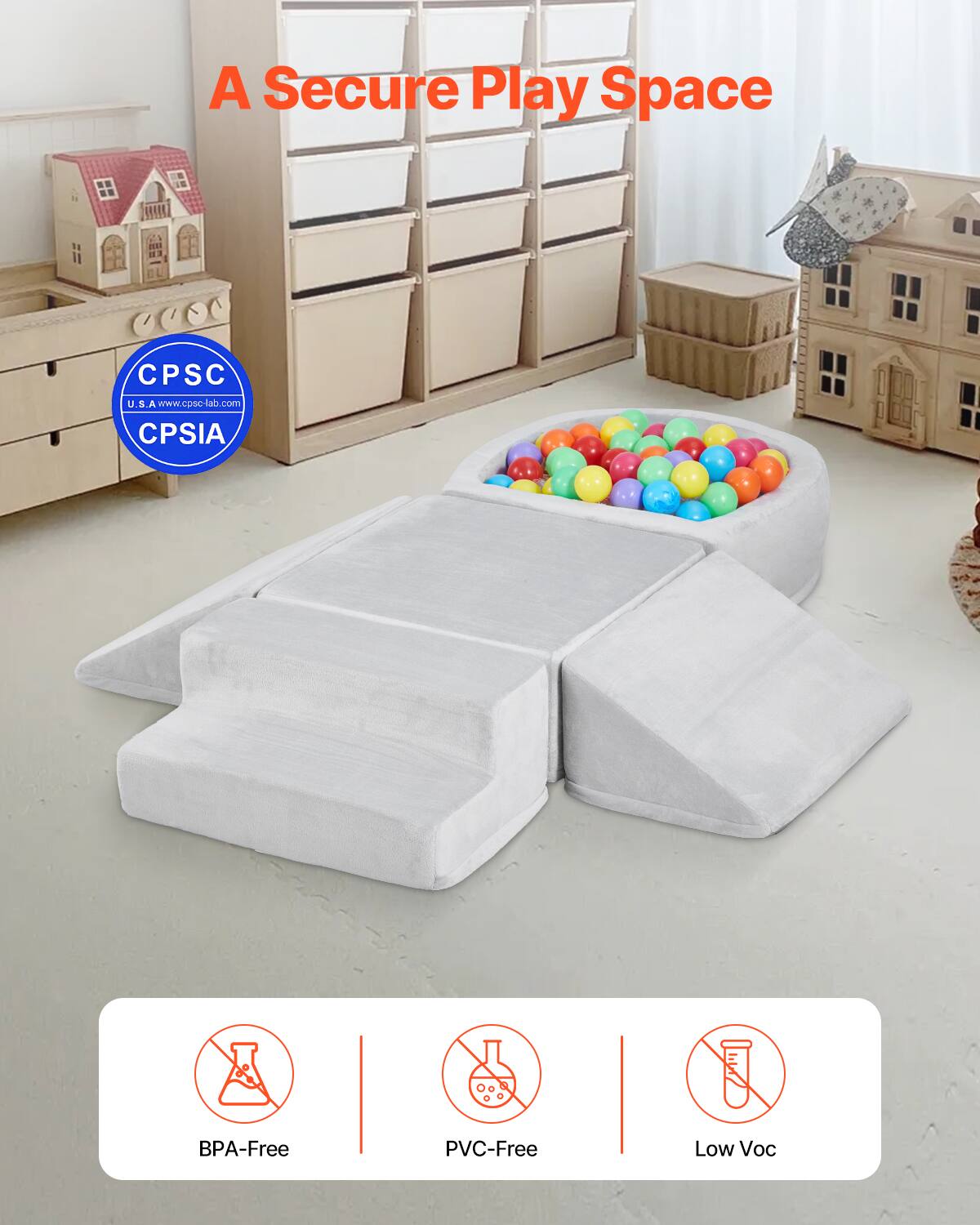 A Secure Play Space

CPSC U.S.A www.cpsc-lab.com CPSIA

BPA-Free PVC-Free Low Voc