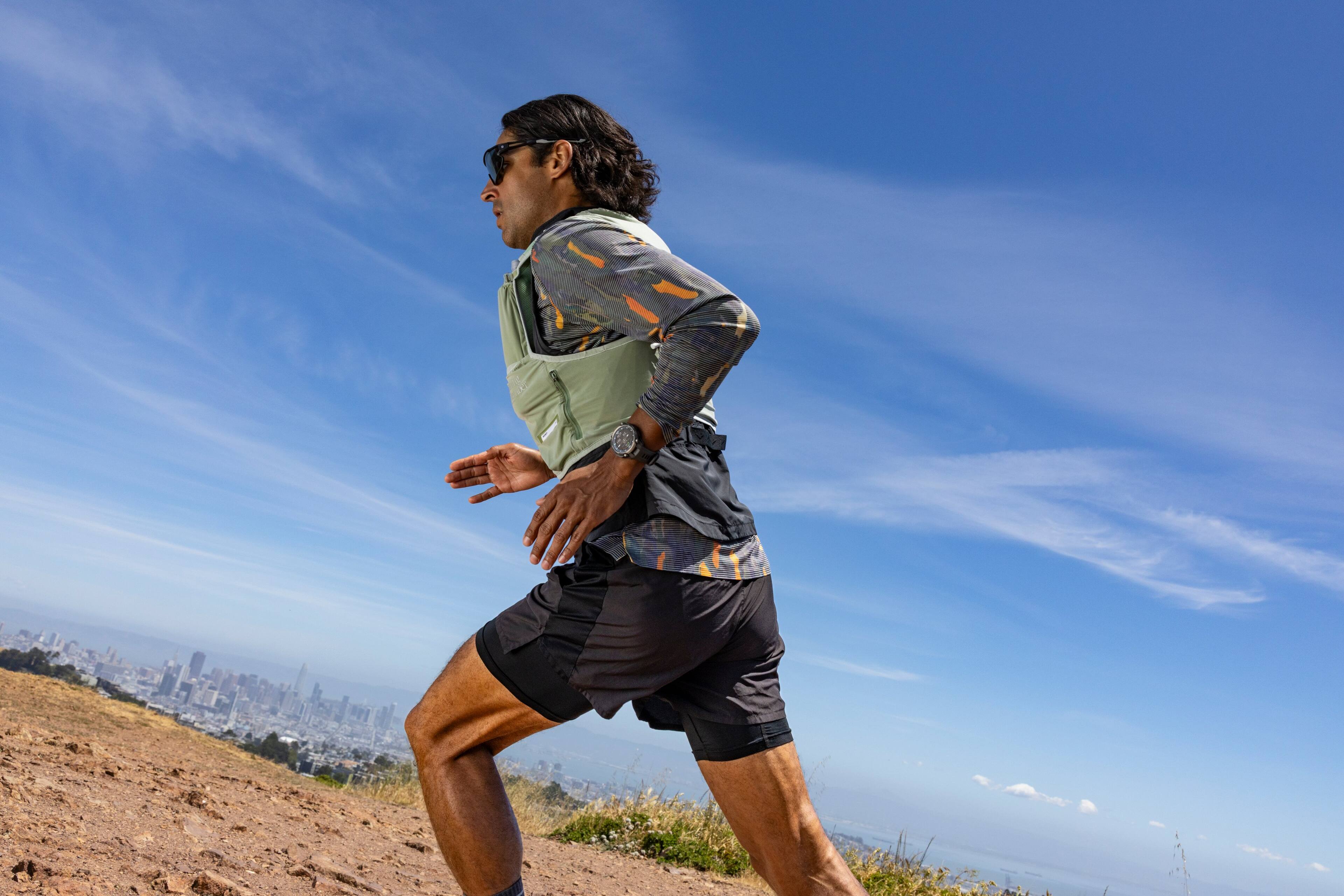 Alt View 10. Garmin - Instinct Crossover AMOLED GPS Smartwatch 47 mm Fiber-reinforced Polymer - Bronze/sunburst with cocoa silicone band.