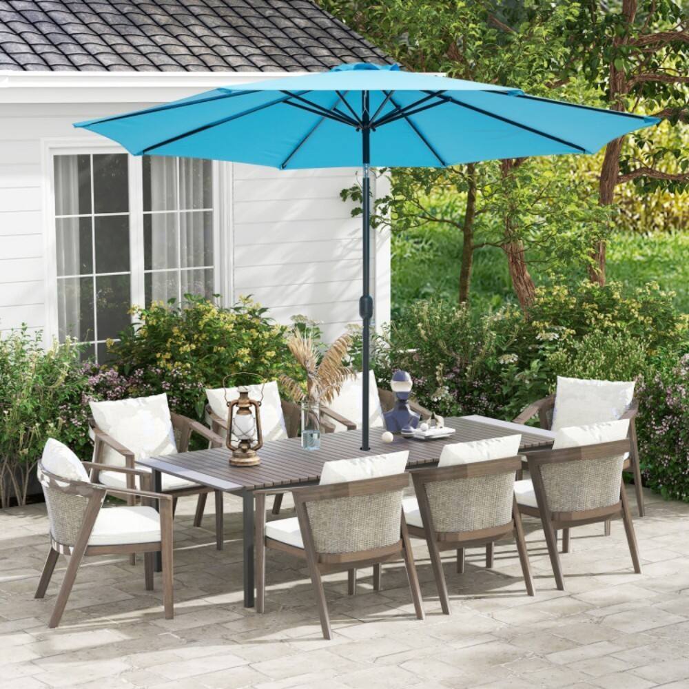 Left. Mondawe - 10 Feet Outdoor Patio Umbrella with Tilt Adjustment and Crank - Blue.