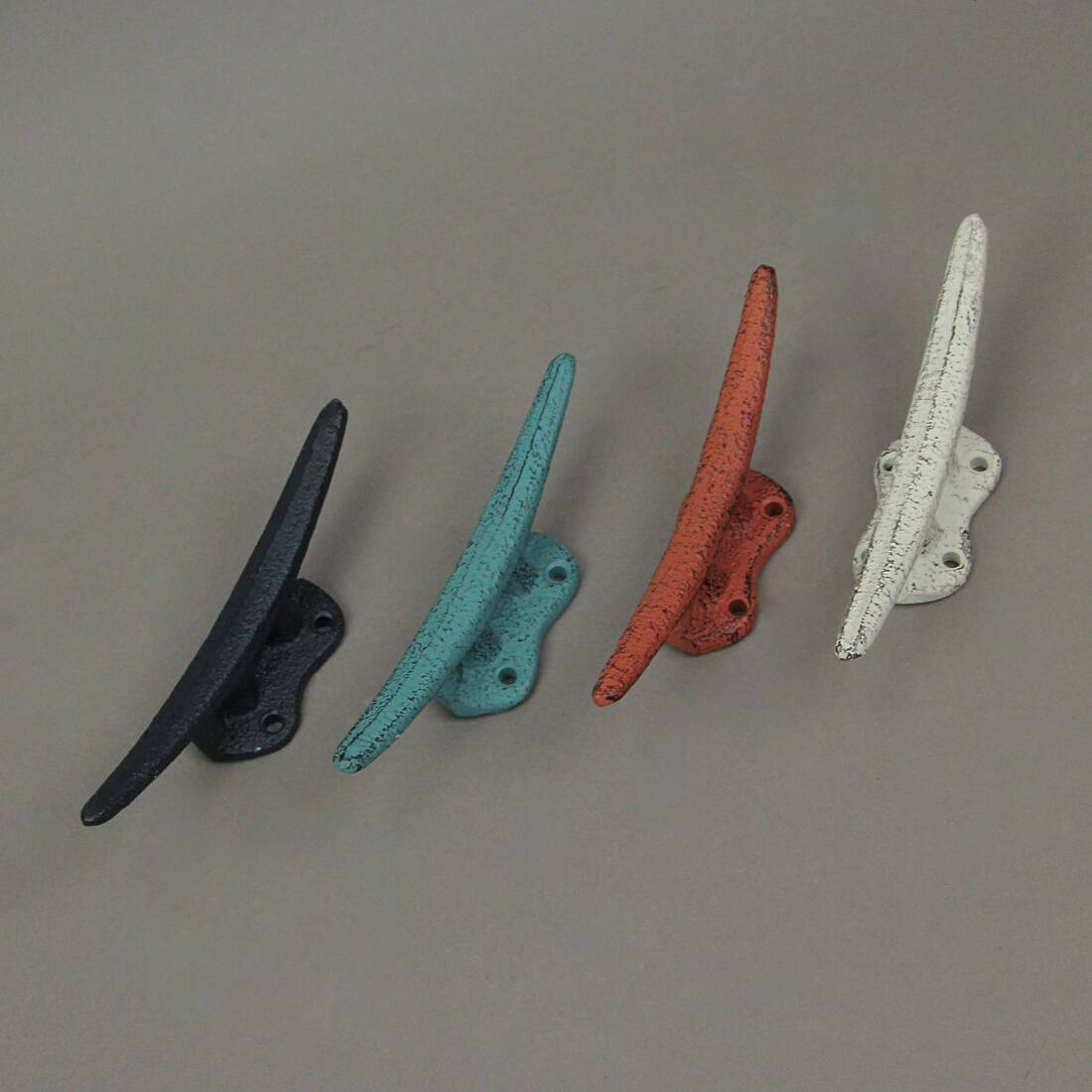 Alt View 3. Zeckos - Set of 4 Colorful Coral Coastal Cast Iron Cleat Wall Hooks/Drawer Pulls Decor - Coral.
