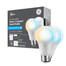 Cync gE Direct Connect Tunable White Smart Bulbs Simple Setup Without A Hub Dynamic White Supports Sleep/Woke Cycle Voice Control 9 Out-of-Home Control - Alexa Direct Connect - No Hub Required - Executes Pairing - Smart Start - Estimated LED A19 Brightness Energy Cost Dimmable with app - 800 lumens per year - 2 BULBS