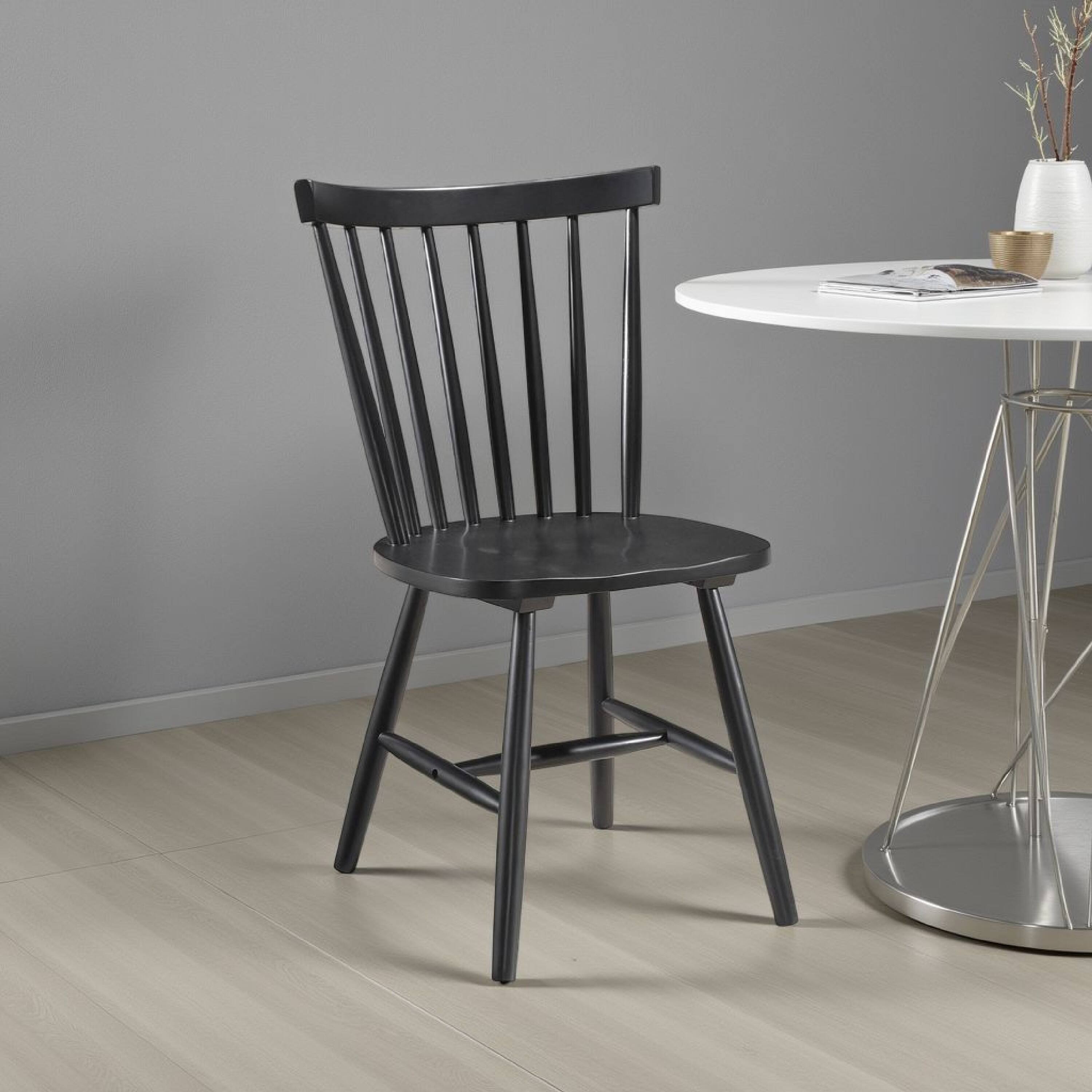 Alt View 5. Manhattan Lane - Halie Dining Side Chair Set of 2, Spindle Back, Black Asian Hardwood - Black.