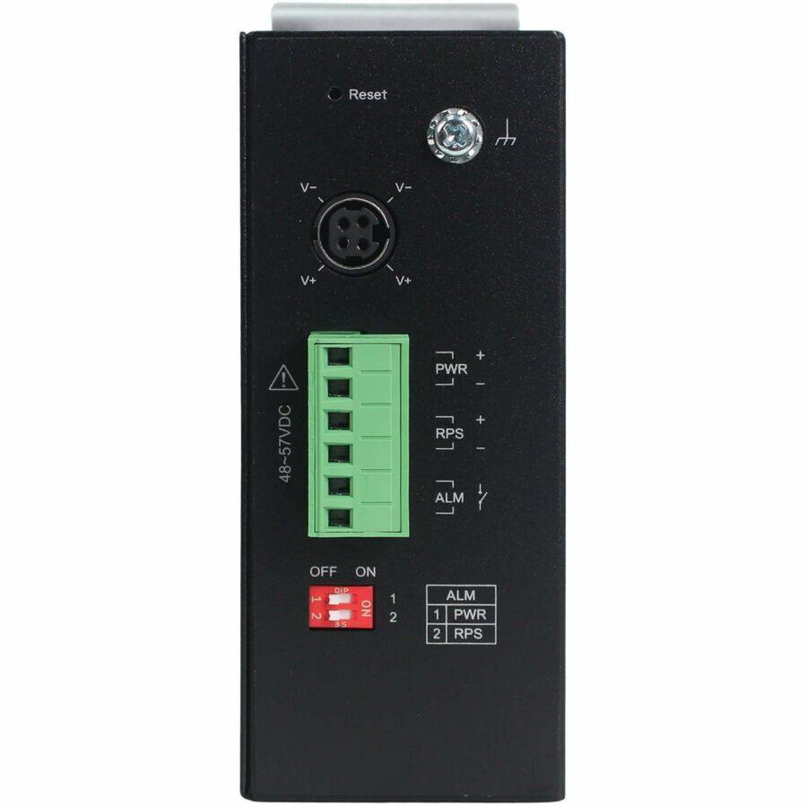 Reset  
V- V- V+ V+  
48~57VDC  
PWR  
RPS  
ALM  
OFF ON  
1 2  
CIP NO  
1 2  
ALM 1 PWR 2 RPS