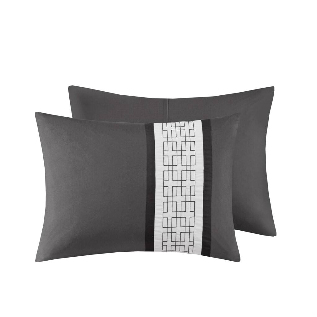 Alt View 4. Gracie Mills - Gracie Mills Aguilar 8-Piece Embroidered Hotel-Style Comforter Set - Dark Grey.