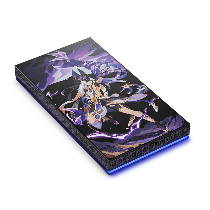 Angle. Seagate - Genshin Impact SE 1TB External Solid State Drive - Purple and Black.