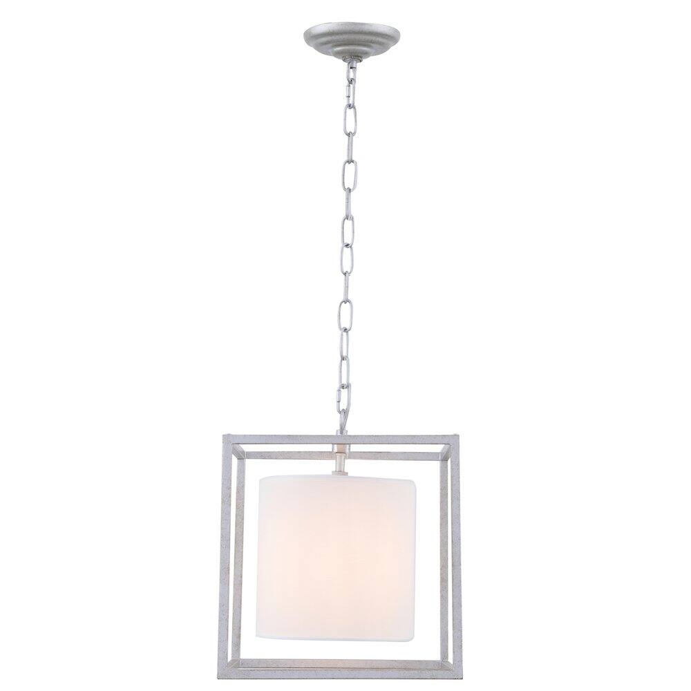 Alt View 8. Living District - Mirin 1 Light Vintage Silver And White Shade Pendant - Vintage Silver And White Shade.