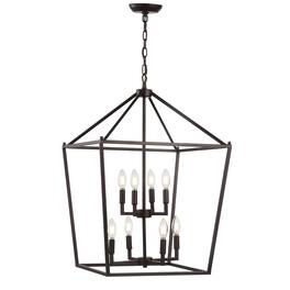 Jonathan Y - Pagoda 20" 8-Light Classic Traditional Metal Cage Lantern LED Pendant, Oil Rubbed Bronze - Oil-Rubbed Bronze