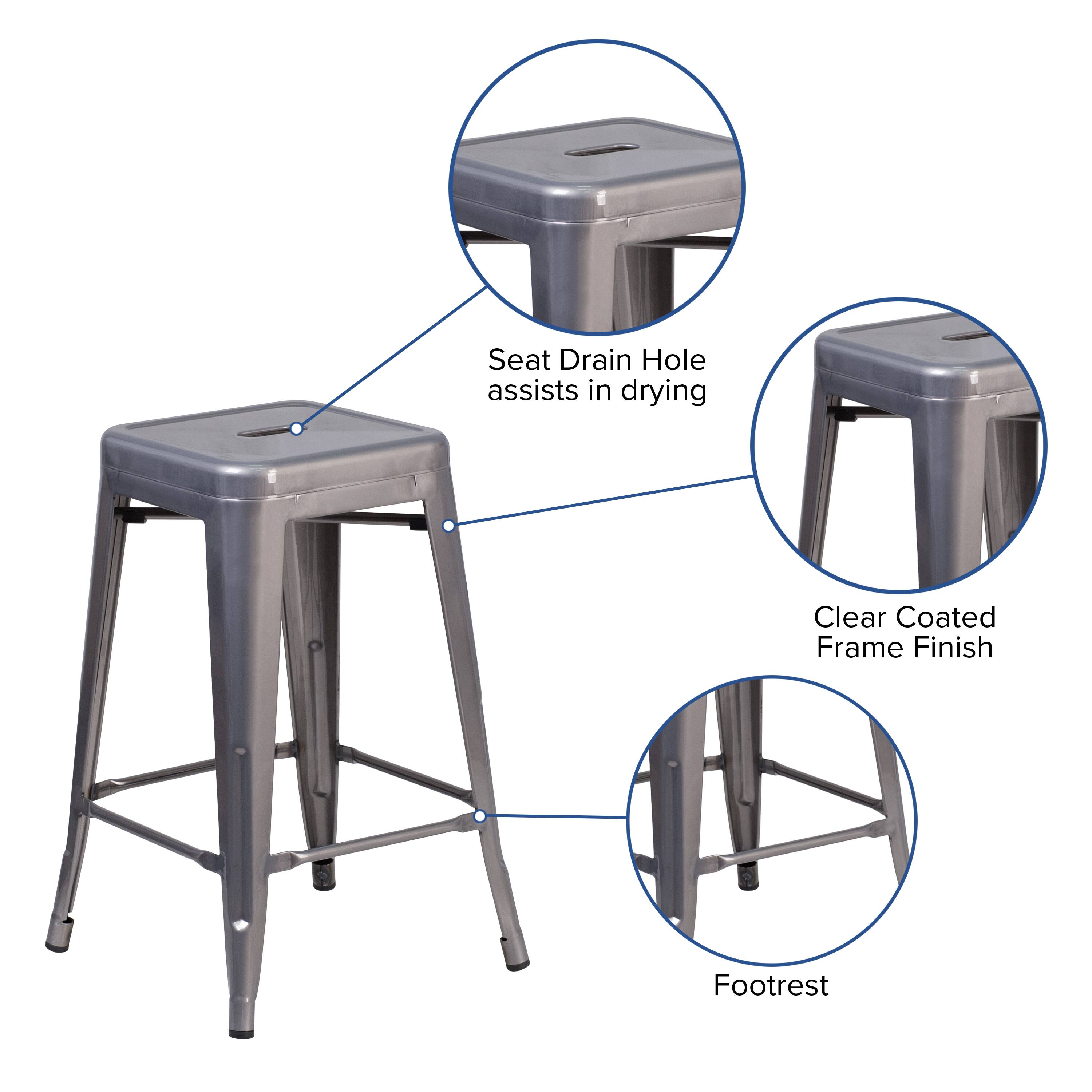 Seat Drain Hole assists in drying  
Clear Coated Frame Finish  
Footrest