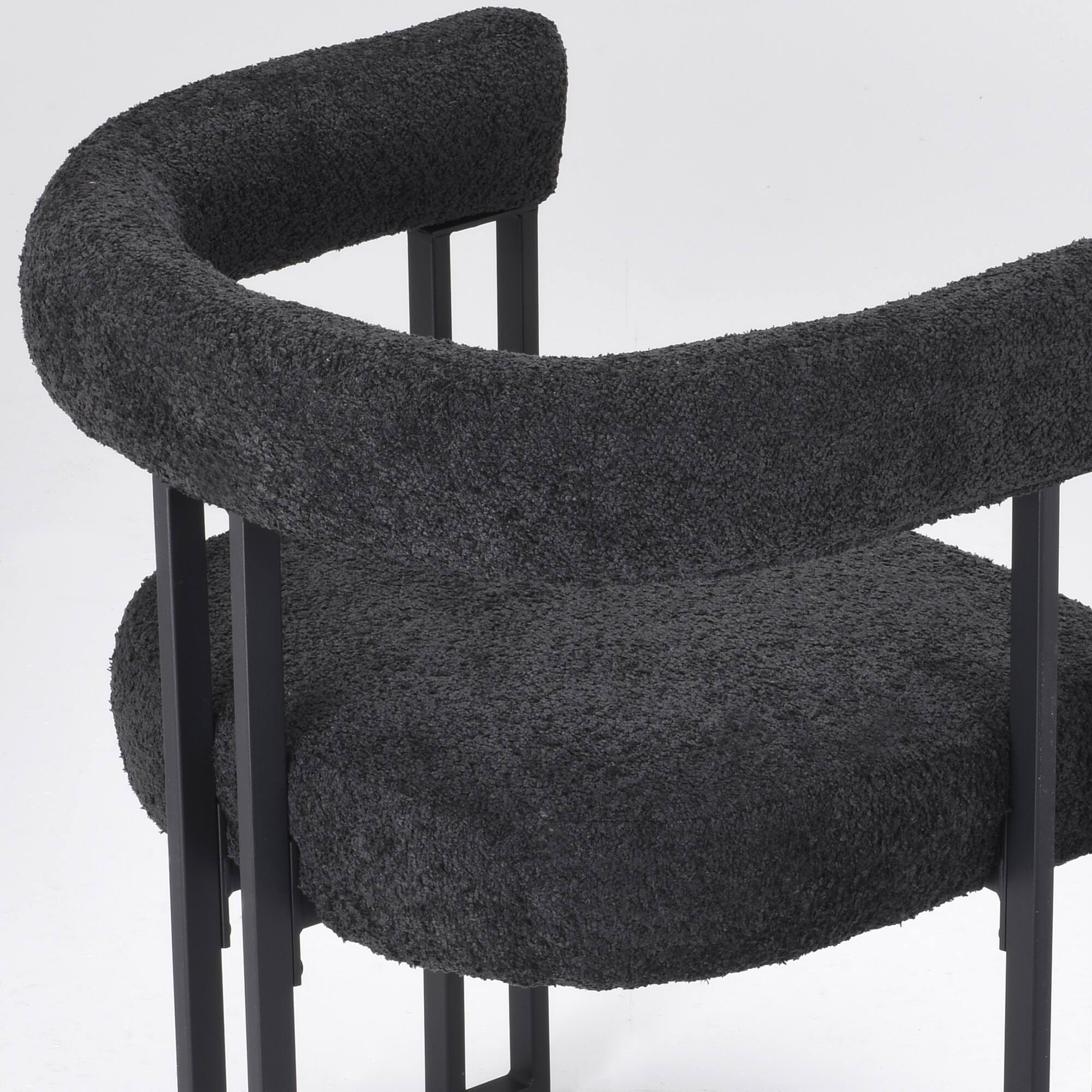 Alt View 6. Boyel Living - Set of 2 Upholstered Dining Arm Chairs Boucle Fabric Accent Chairs with Metal Frame - Black.