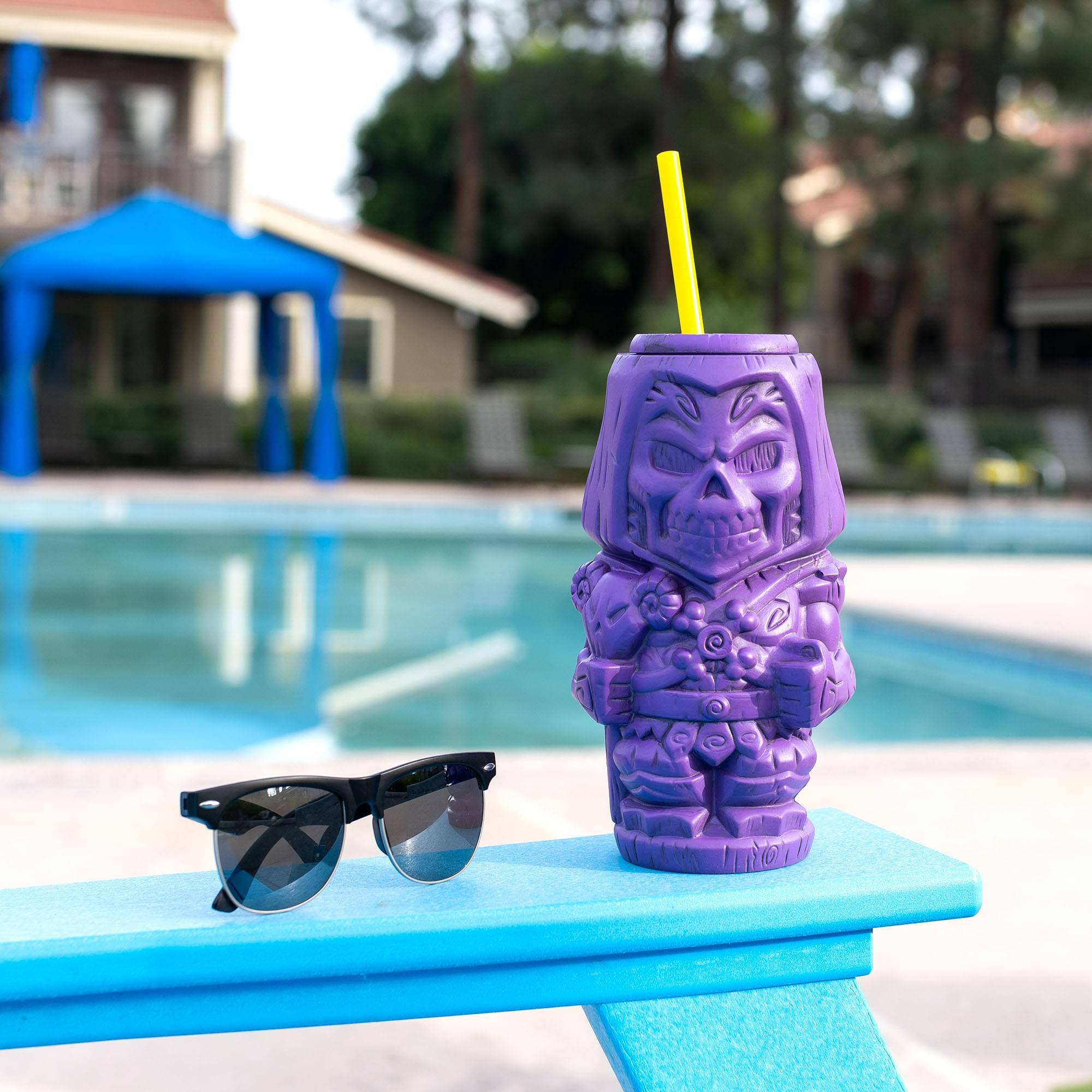 Alt View 3. Masters of the Universe - Geeki Tikis Masters of the Universe Skeletor Tumbler with Straw | 26 Ounces - Purple.
