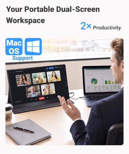 Your Portable Dual-Screen Workspace  
2x Productivity.  
Mac OS Support