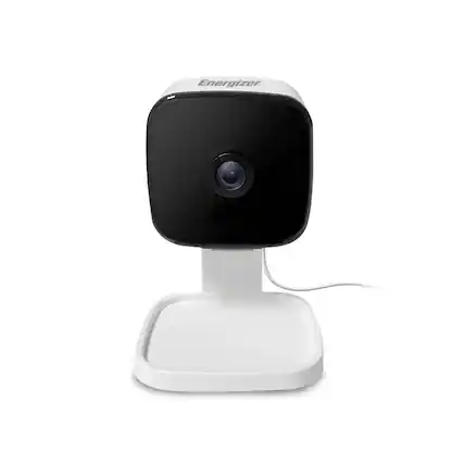 Front. Energizer - Energizer Smart 2K QHD Wired Indoor Security Camera with Night Vision & 2-Way Audio, White - White.