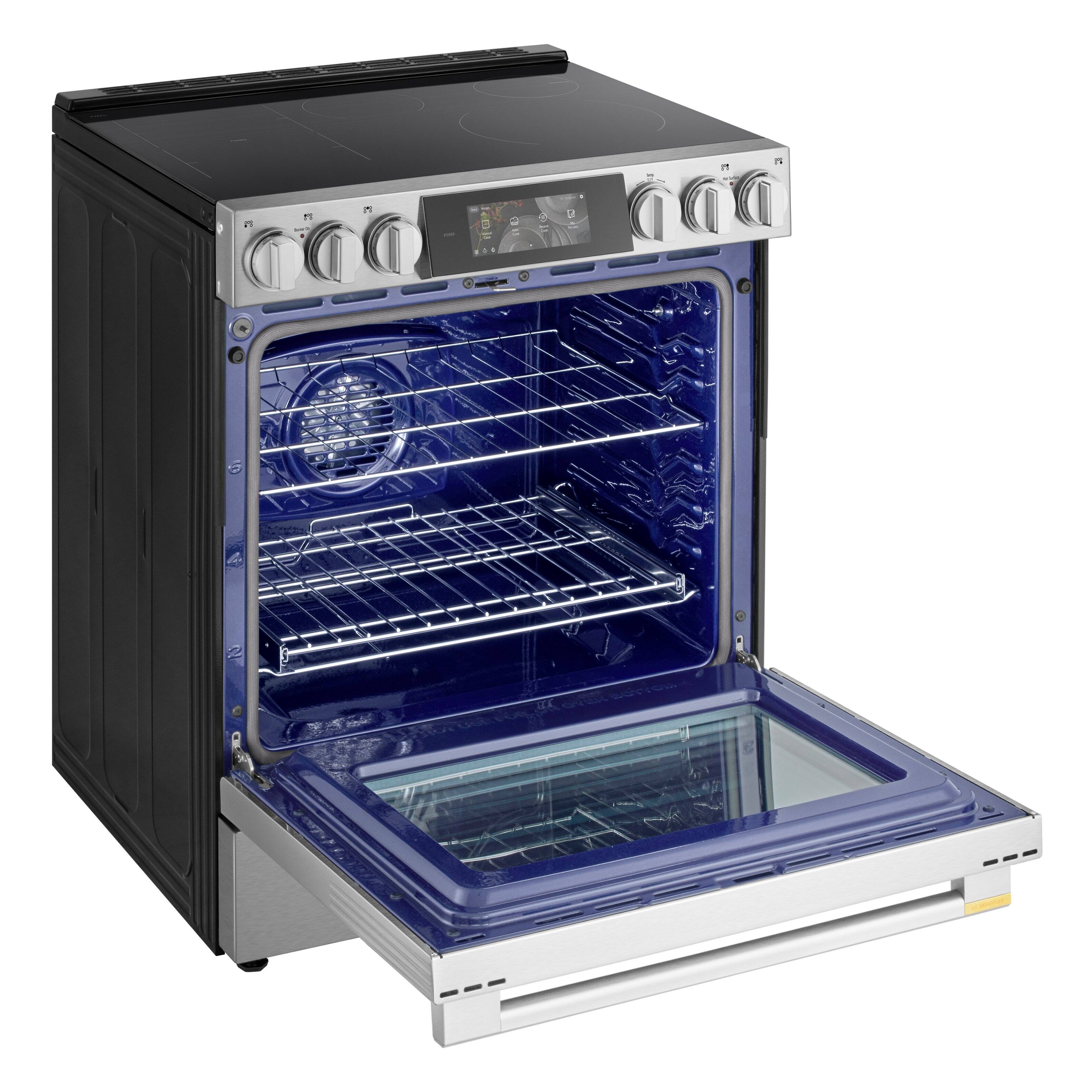 Alt View 12. LG - SIGNATURE 30” Slide-In Electric Induction True Convection Smart Range with Air Fry and AI Gourmet Camera - PrintProof Stainless Steel.