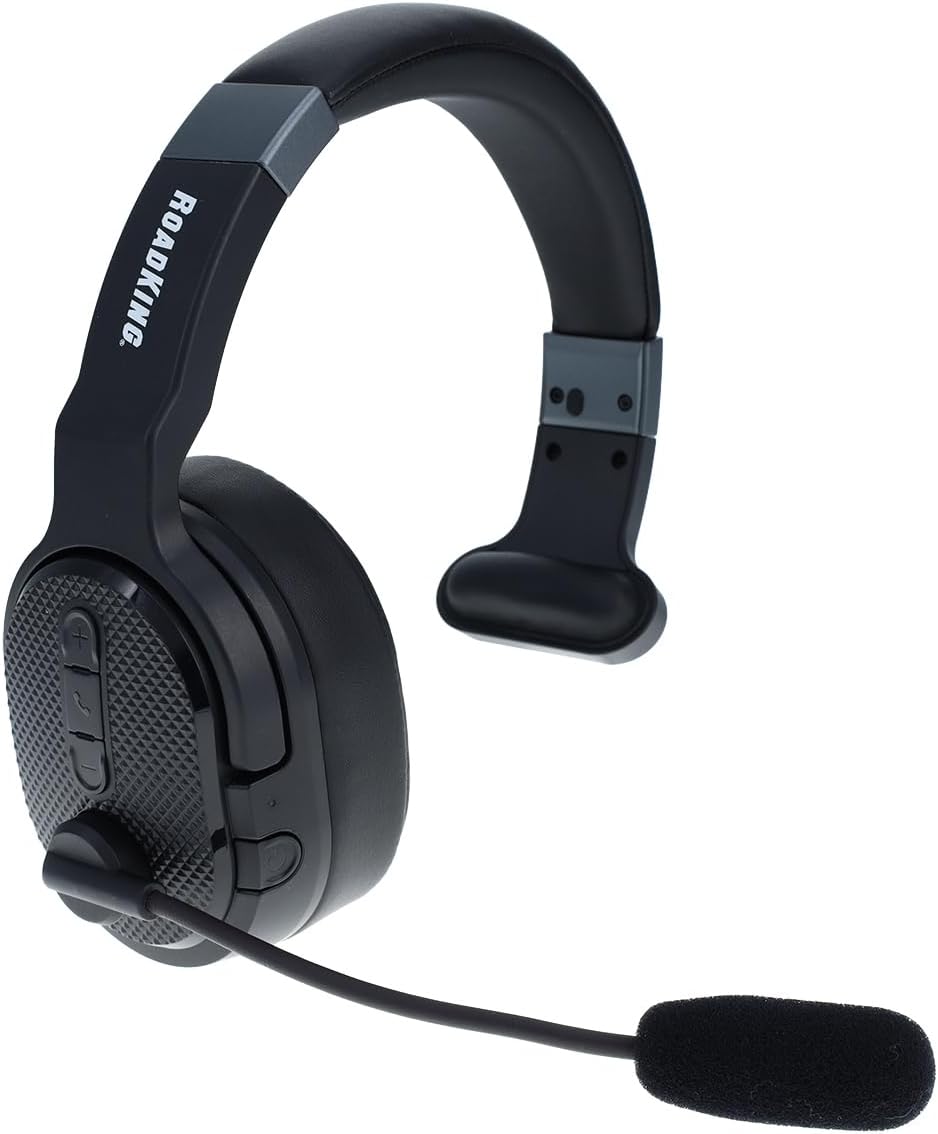 Angle. Amber Sporting Goods - RoadKing Truck Driver Headset RKING4000 Noise Cancelling Bluetooth Headset with Advanced Noise Cancellation, Black.